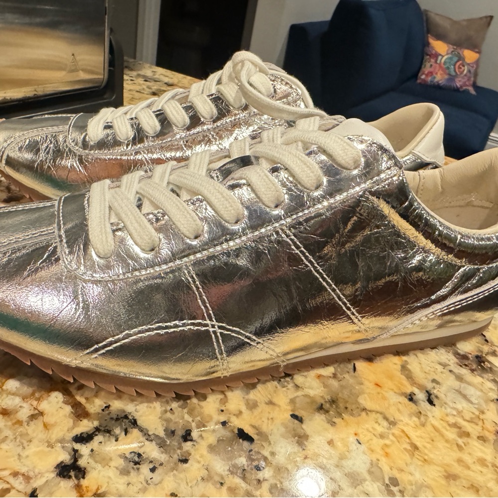 J. Crew Shiny Silver Women's Sneakers